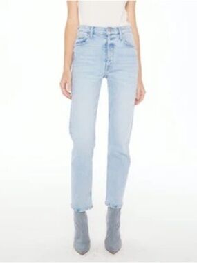MOTHER The Tomcat Flood High Rise Straight Leg Jeans Big Hair Don't Care Denim